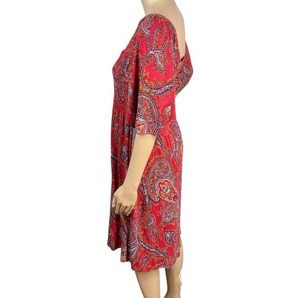Fat Face NEW Alice Sunkissed Cherry Red Smocked Paisley Dress SZ 4 - Picture 10 of 13